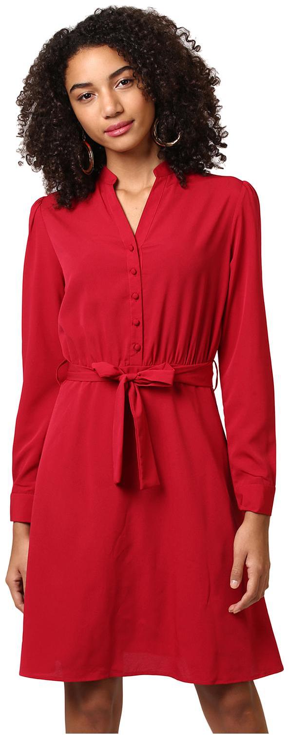 

Harpa Maroon Solid A-line dress