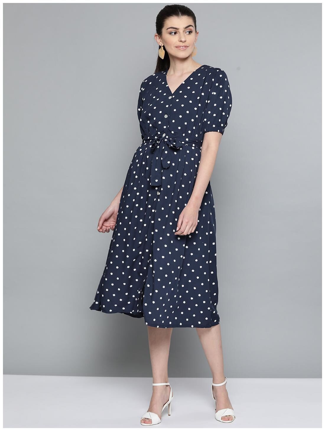 

Harpa Blue Printed A-line dress