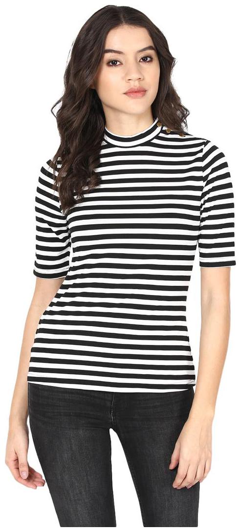 

Harpa White Striped Casual Women Top