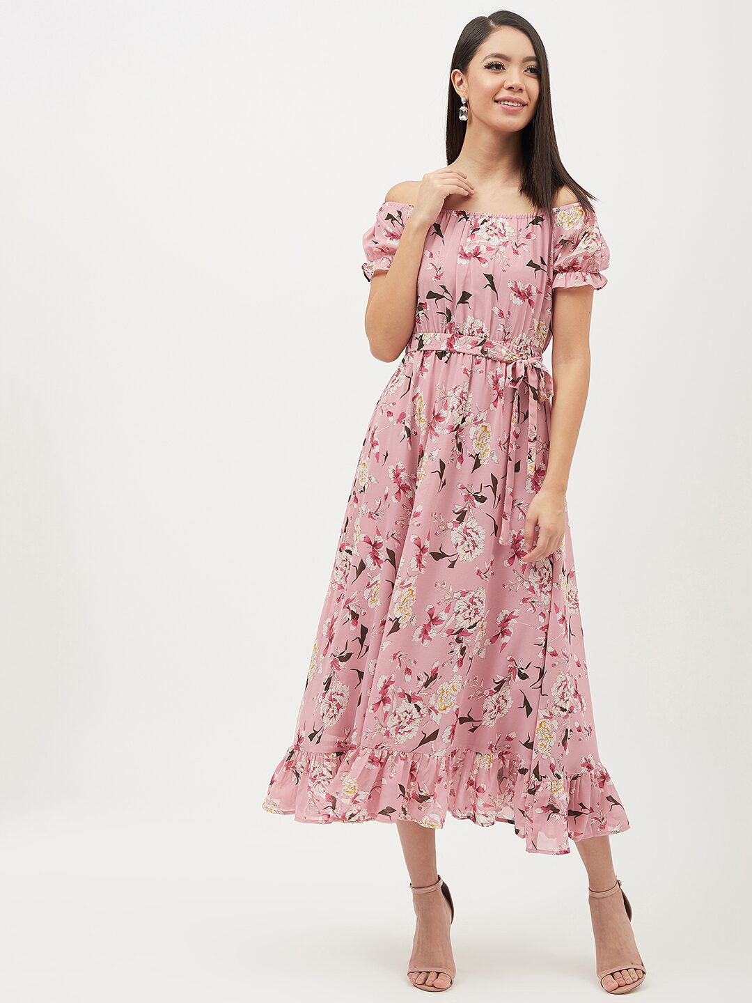 

Harpa Women Polyester Floral Pink A Line Dress