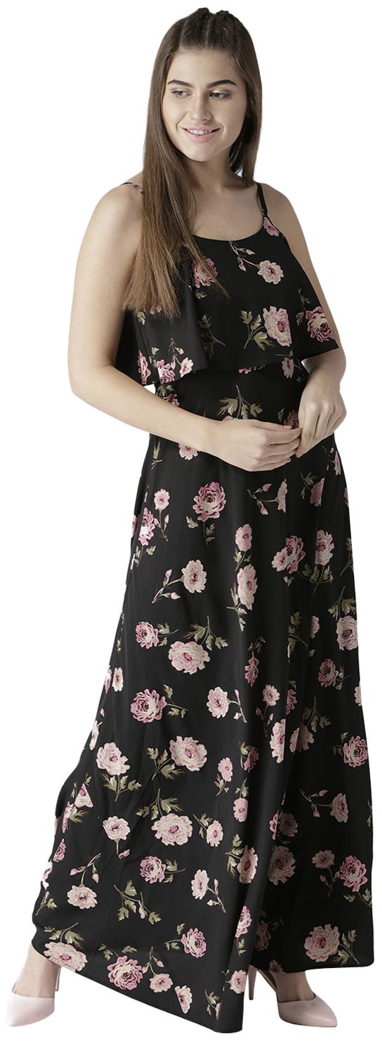 

Harpa Black Floral A-line dress