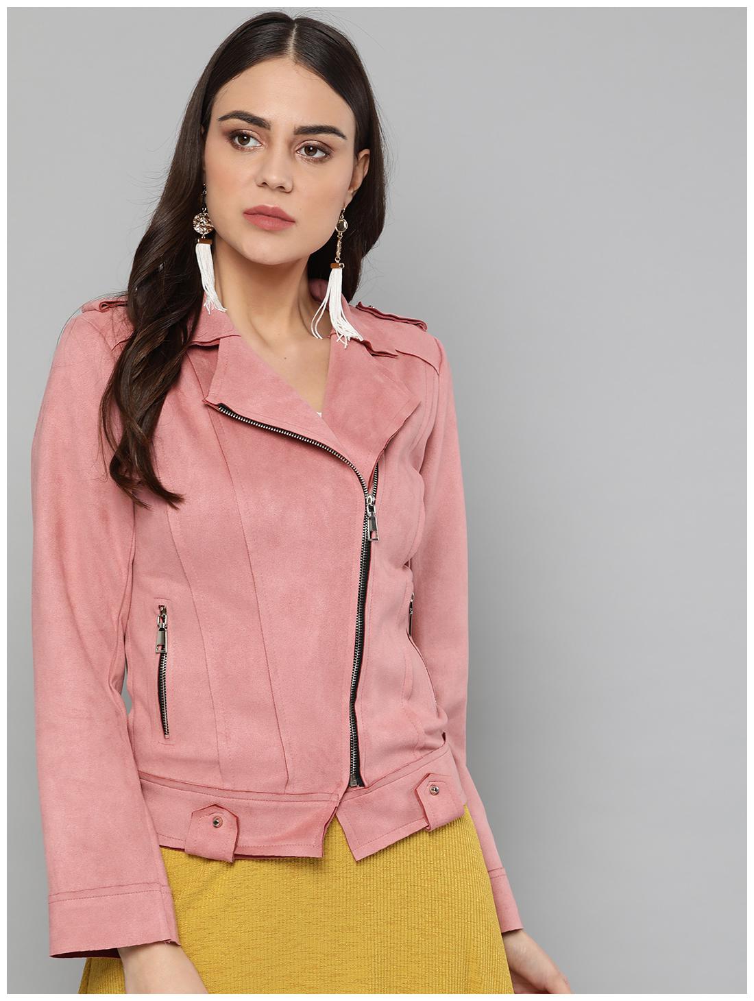 

Harpa Women Solid Regular Jacket - Pink
