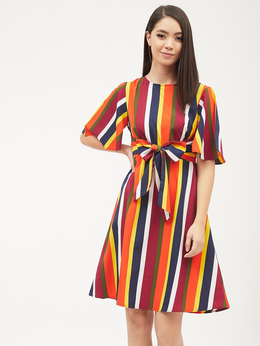 

Harpa Women Polyester Striped Multi A Line Dress