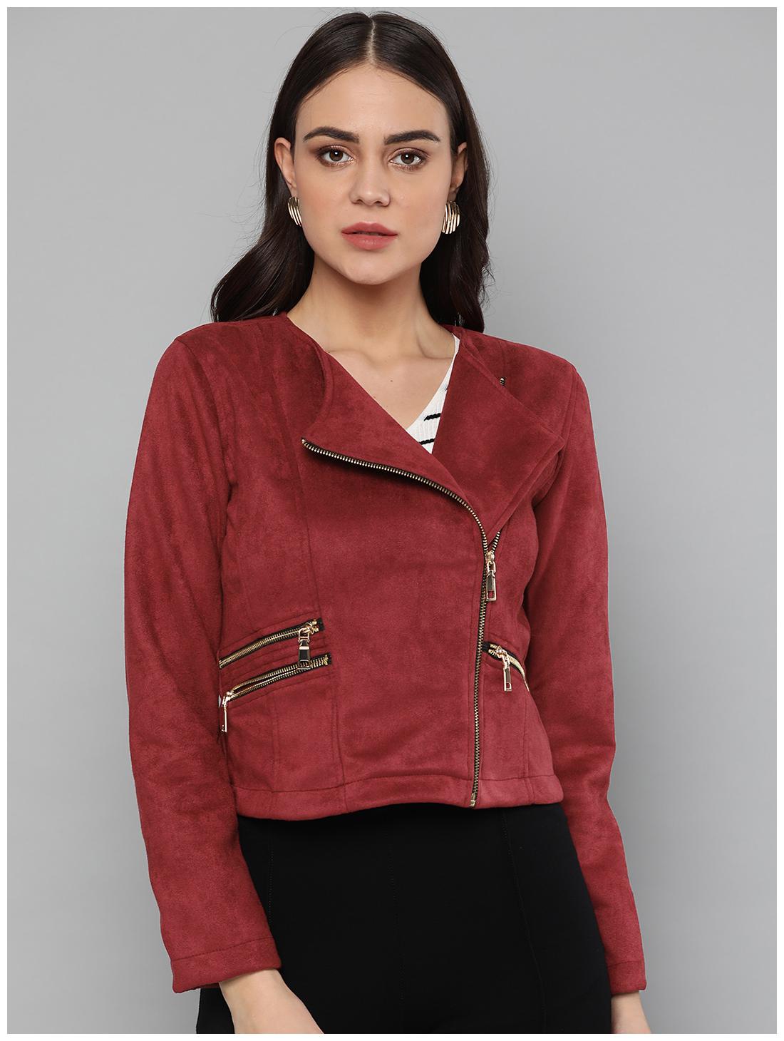 

Harpa Women Solid Regular Jacket - Maroon