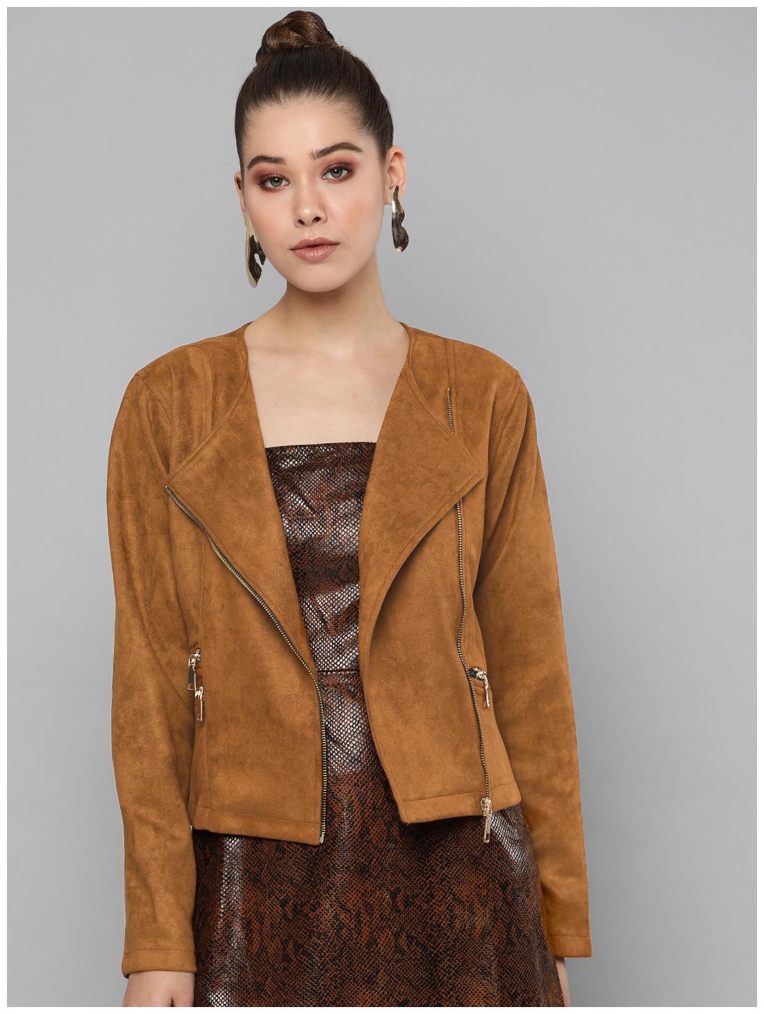 

Harpa Women Solid Regular Jacket - Brown