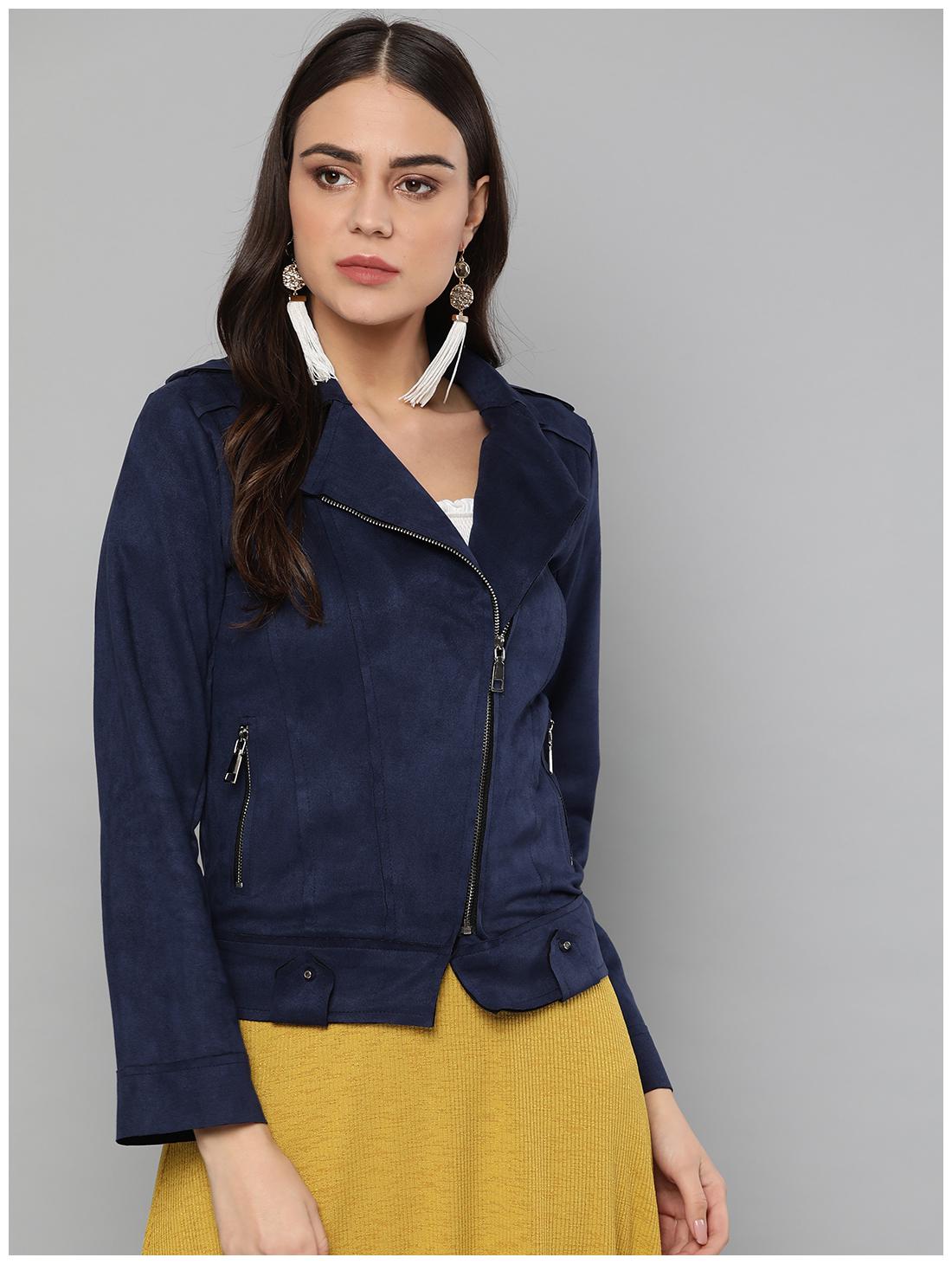 

Harpa Women Solid Regular Jacket - Navy