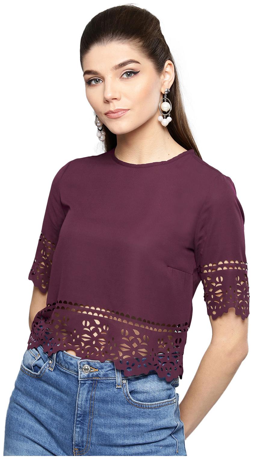 

Harpa Women Solid Regular top - Purple