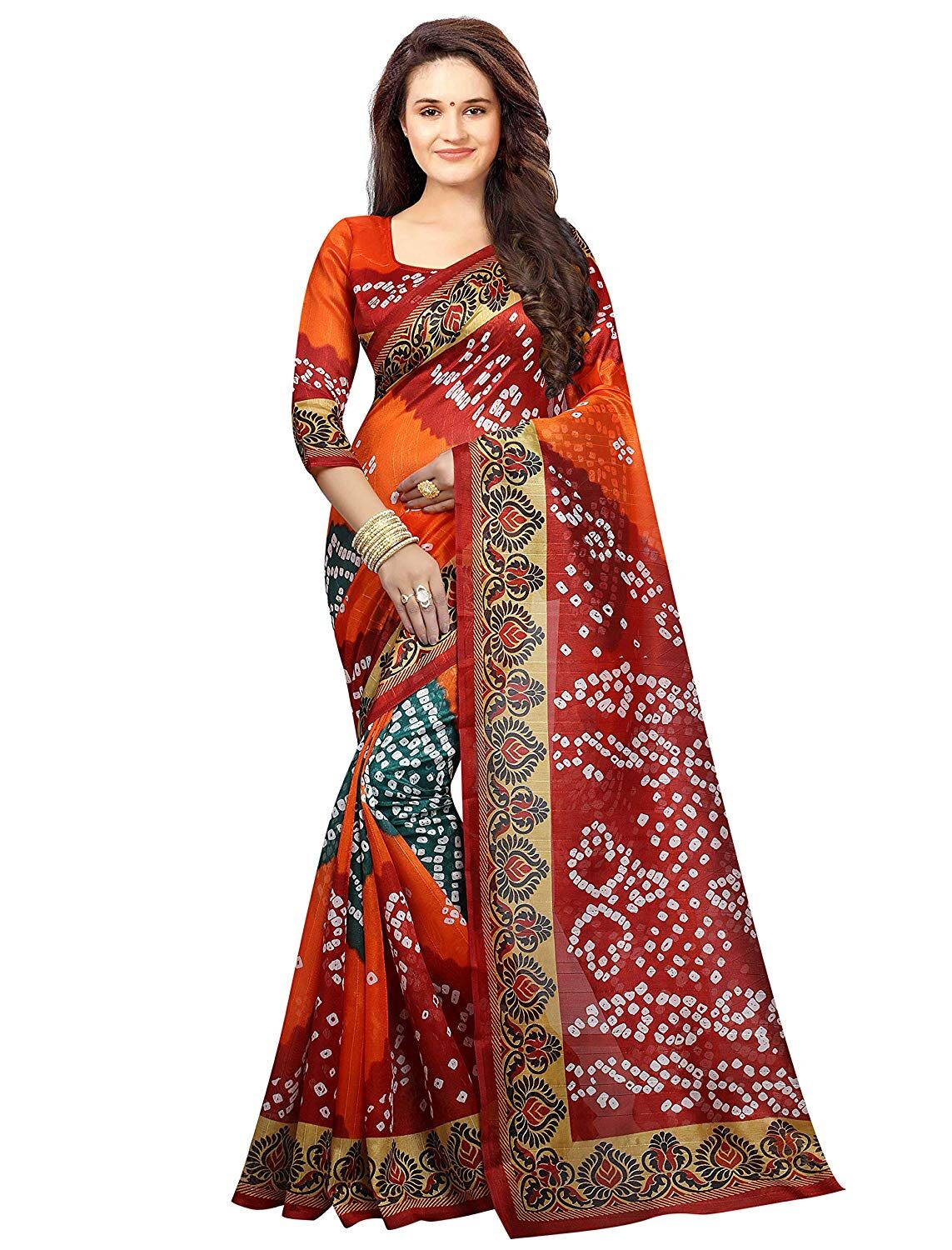 

HARPITA Cotton Bandhani Print Multi Regular Saree For Women