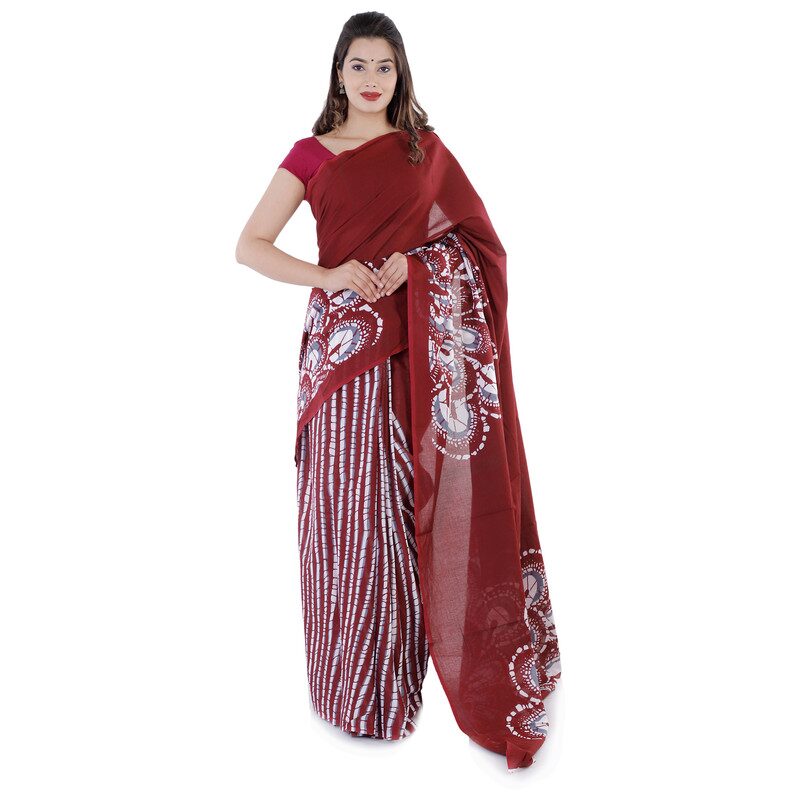

Harsukhi Cotton Printed Maroon Designer Saree