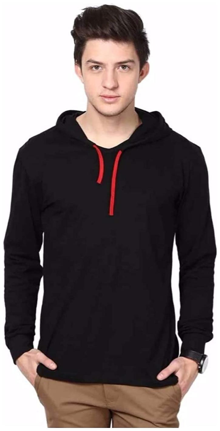 

HASH BHUSH Men Black Regular fit Cotton Hood T-Shirt - Pack Of 1