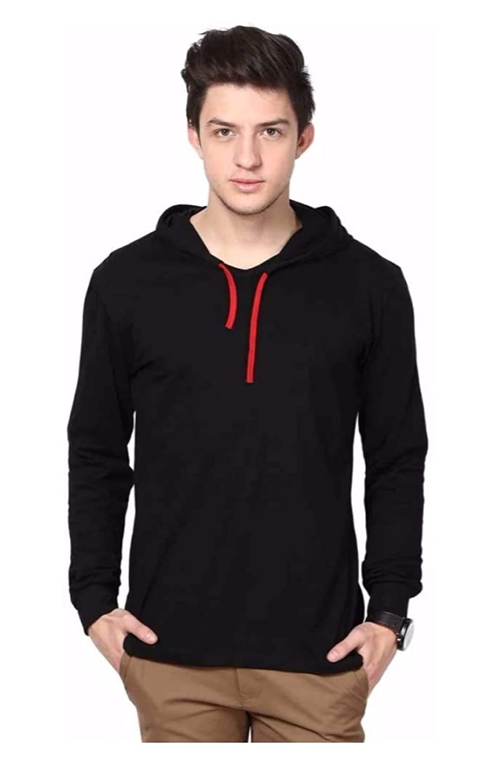 

HASH BHUSH Men Black Regular fit Cotton Hood T-Shirt - Pack Of 1