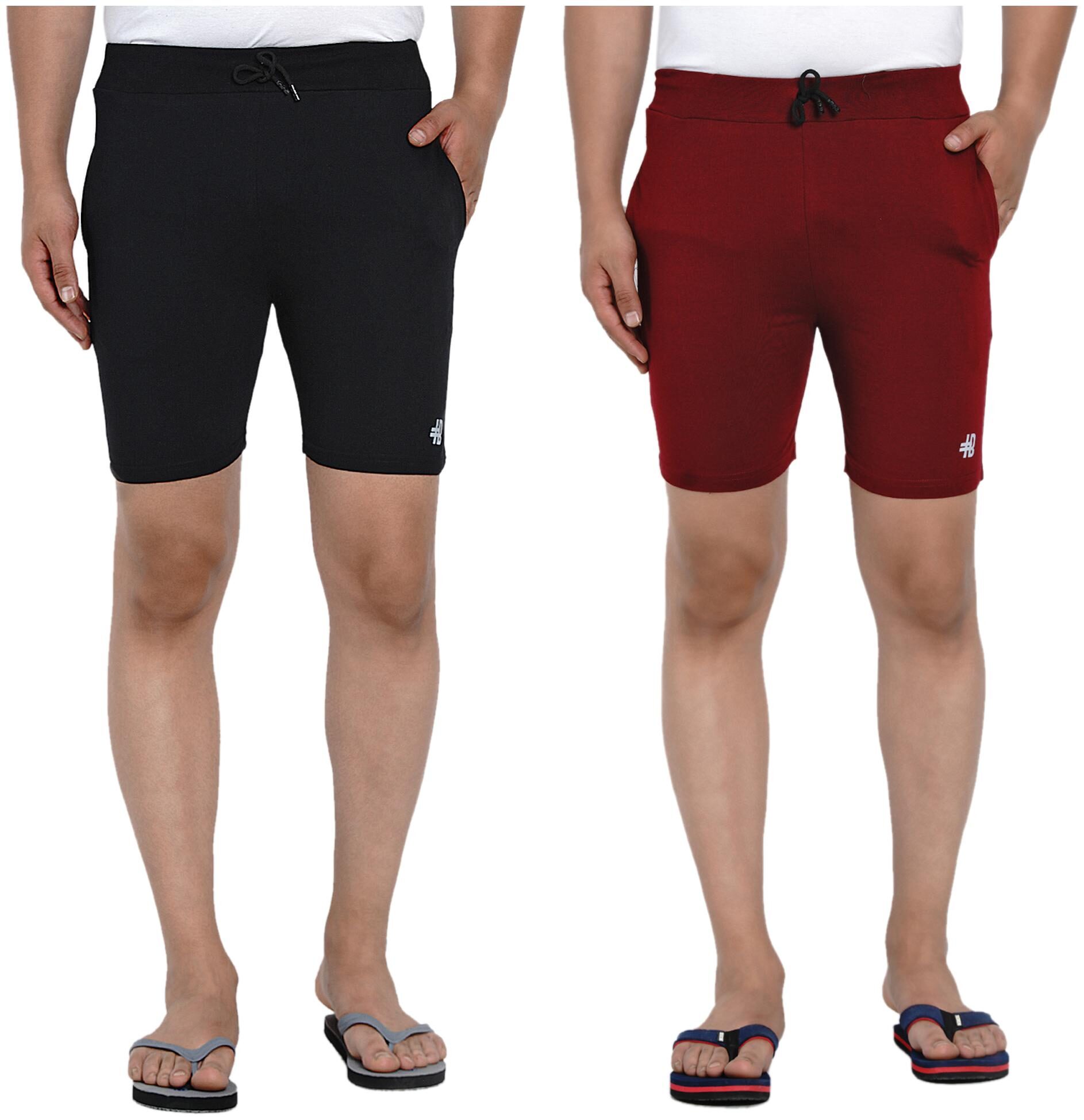 

HASHBEAN Men Black Maroon Regular Fit Regular Shorts