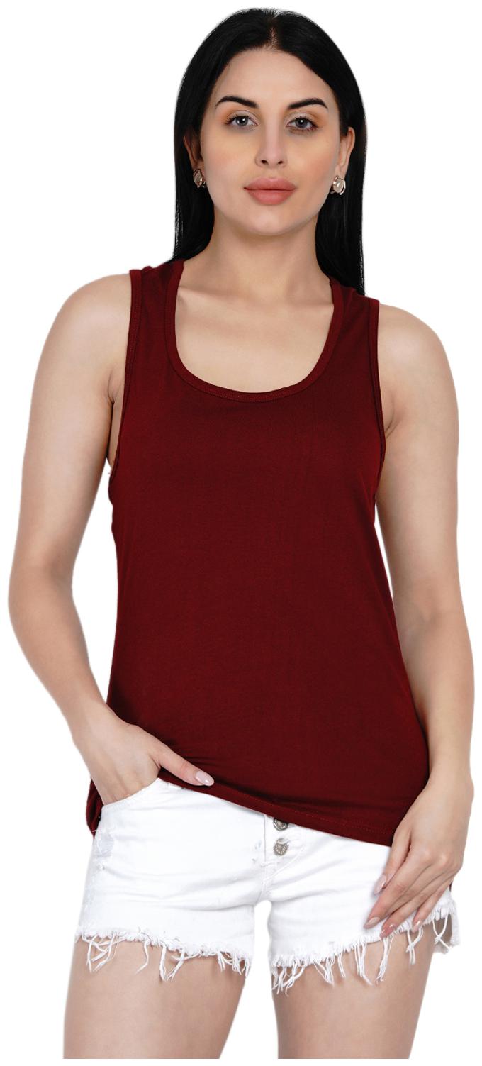 

HASHBEAN Women Maroon Regular fit U neck Cotton Tank top