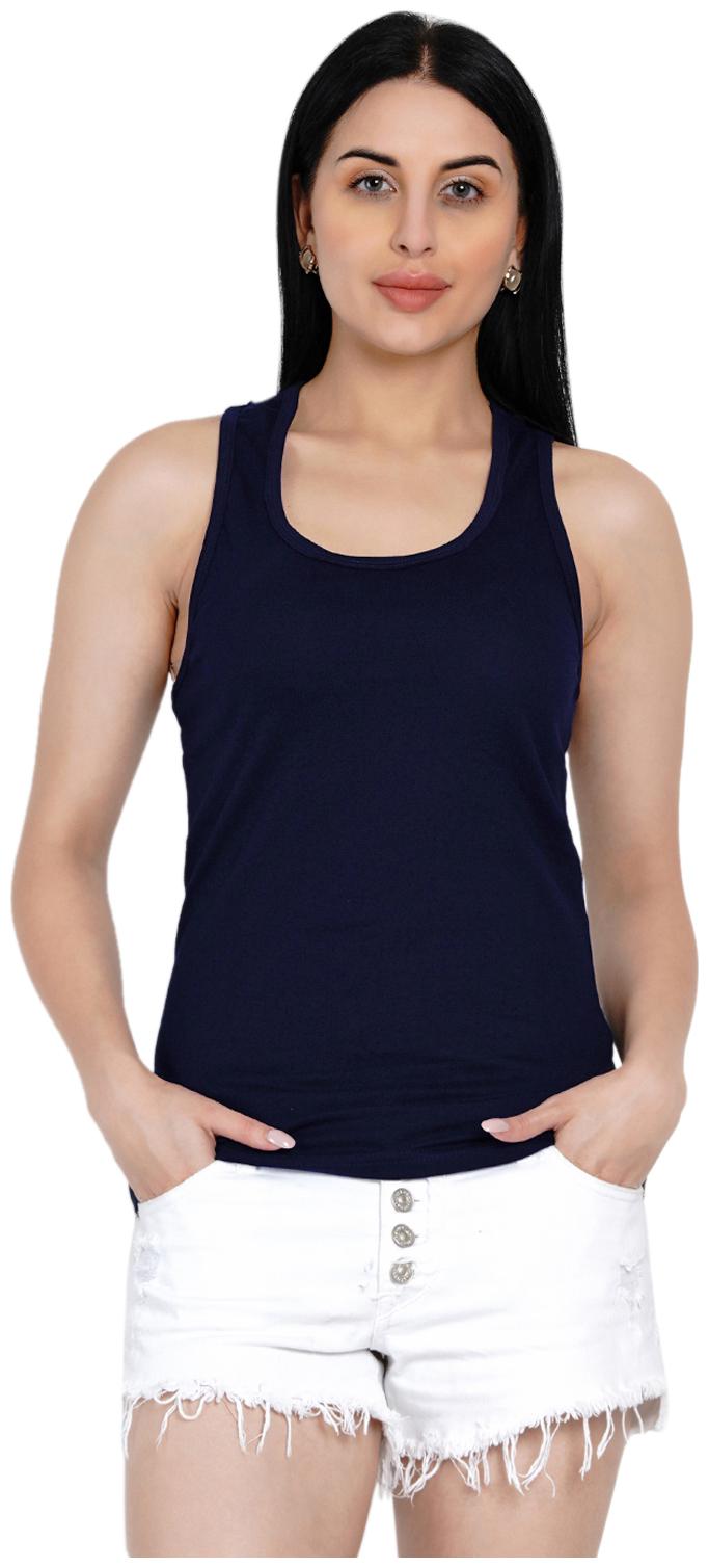 

Hashbean Women Cotton Solid Tank Top (Navy Blue)