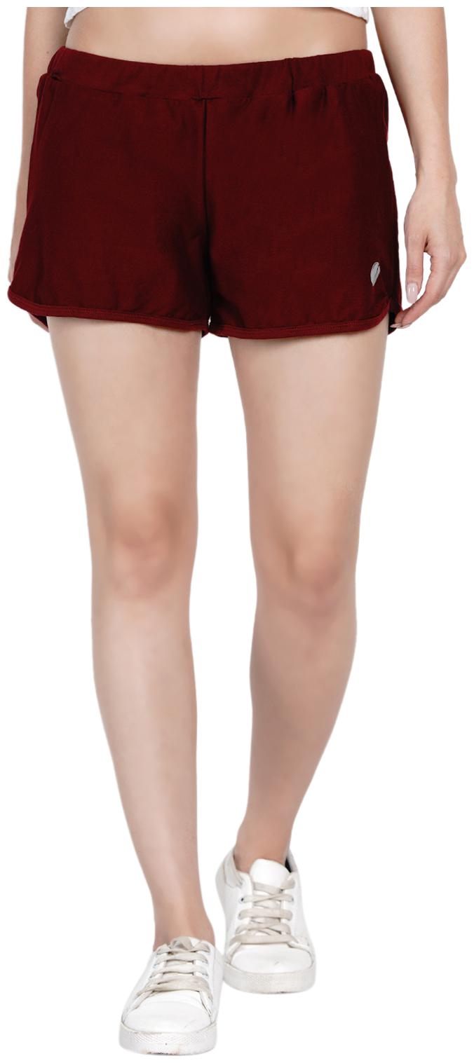 

HASHBEAN Women Solid Regular shorts - Maroon