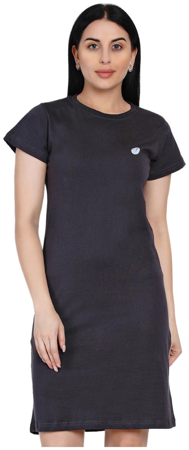 

HASHBEAN Grey Solid T shirt dress