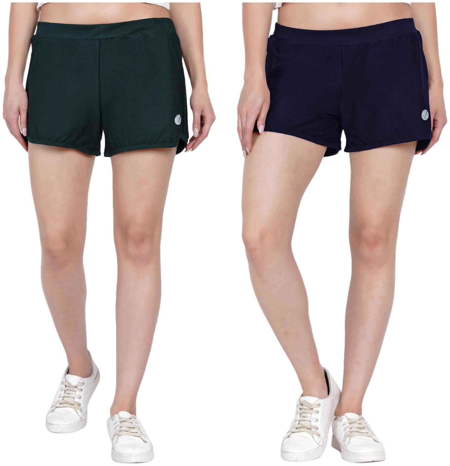 

Women Solid Cotton Shorts (Pack of 2)