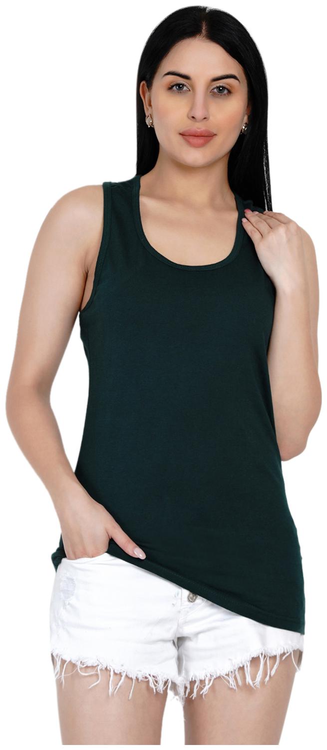 

HASHBEAN Women Green Regular fit U neck Cotton Tank top
