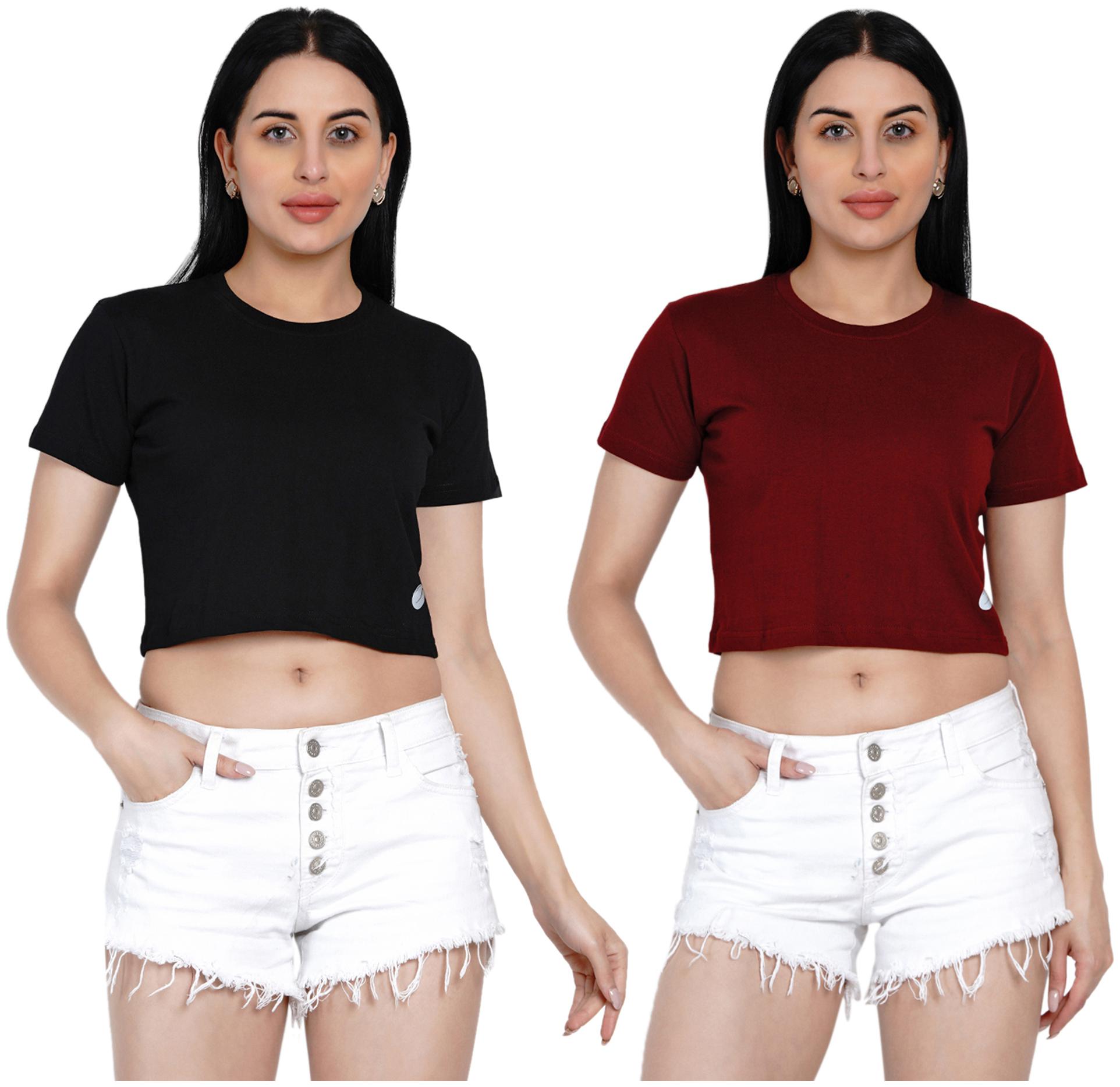 

HASHBEAN Women Solid Regular top - Maroon Black