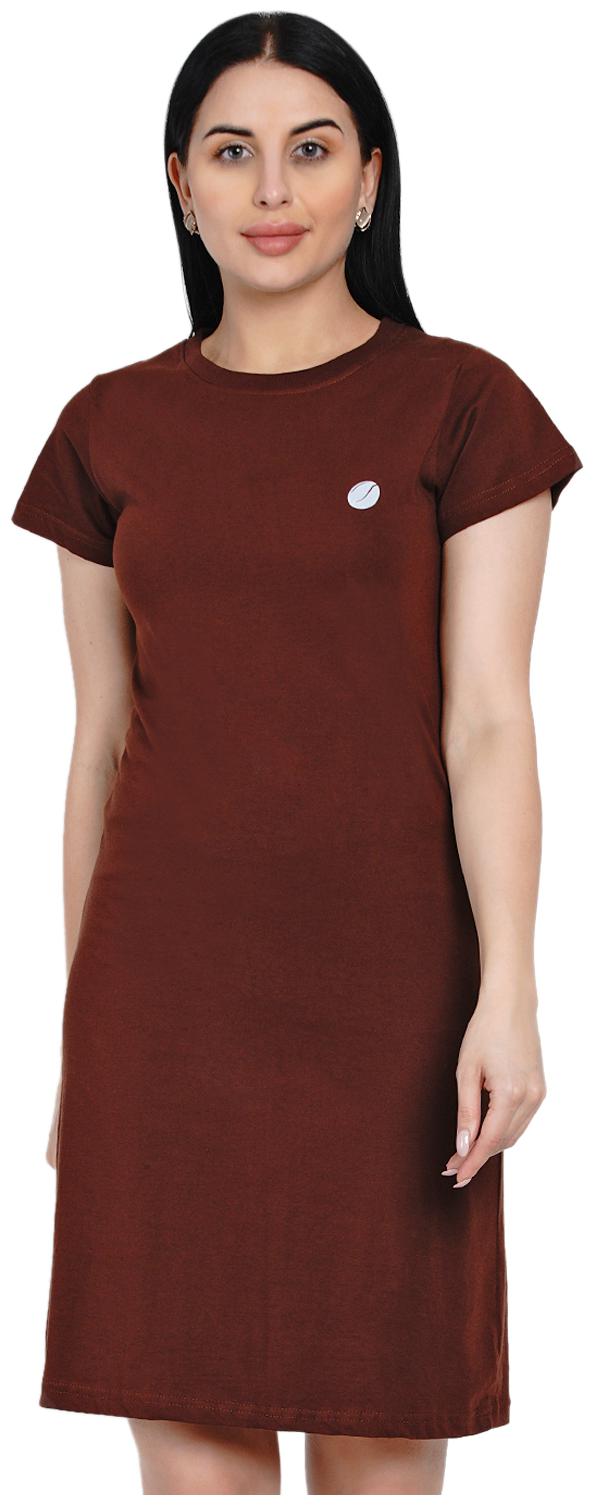 

HASHBEAN Brown Solid T shirt dress