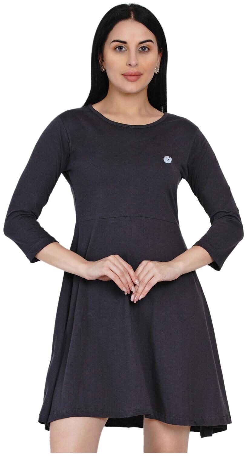 

HASHBEAN Grey Solid Flared dress
