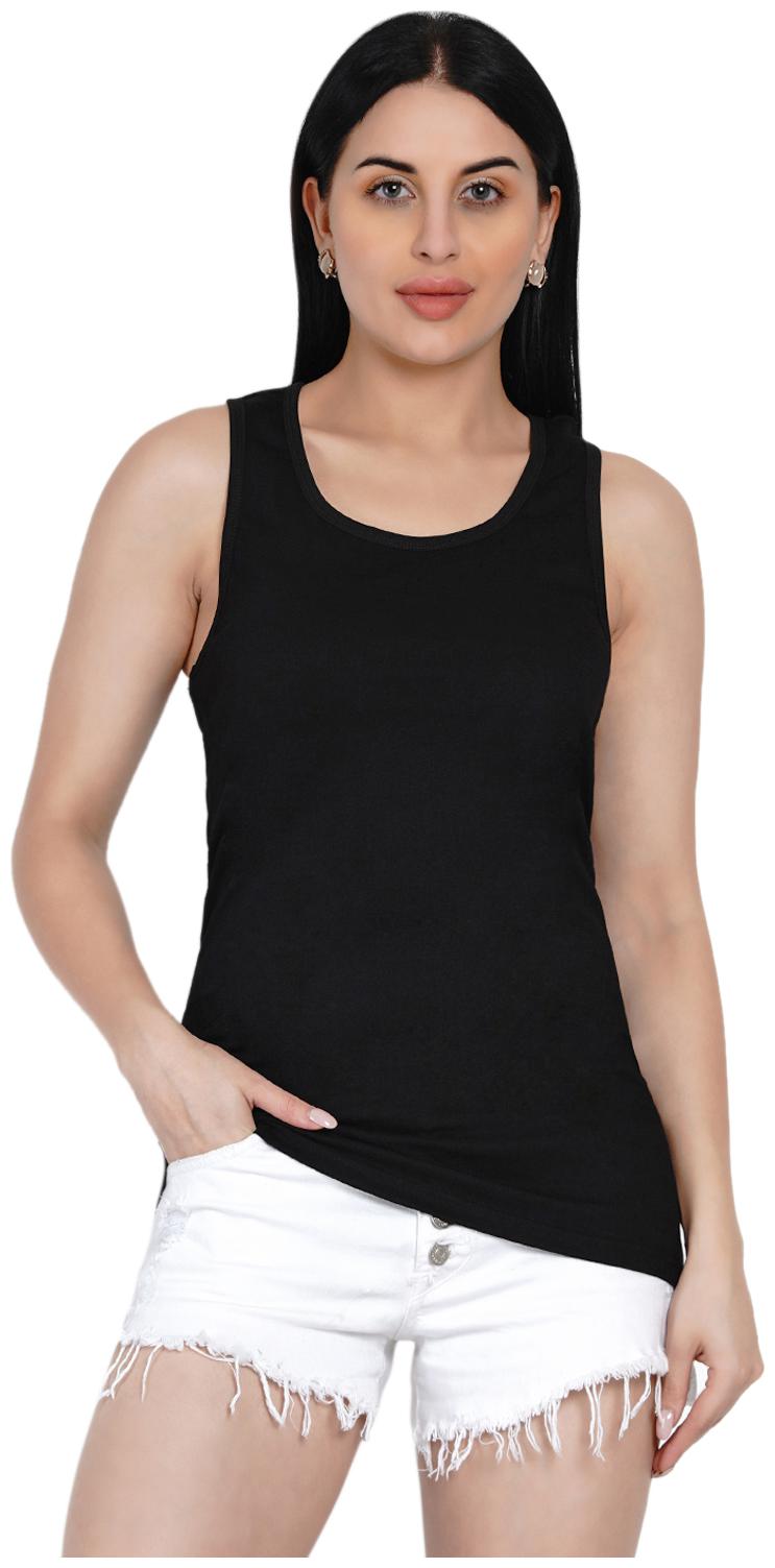 

HASHBEAN Women Black Regular fit U neck Cotton Tank top