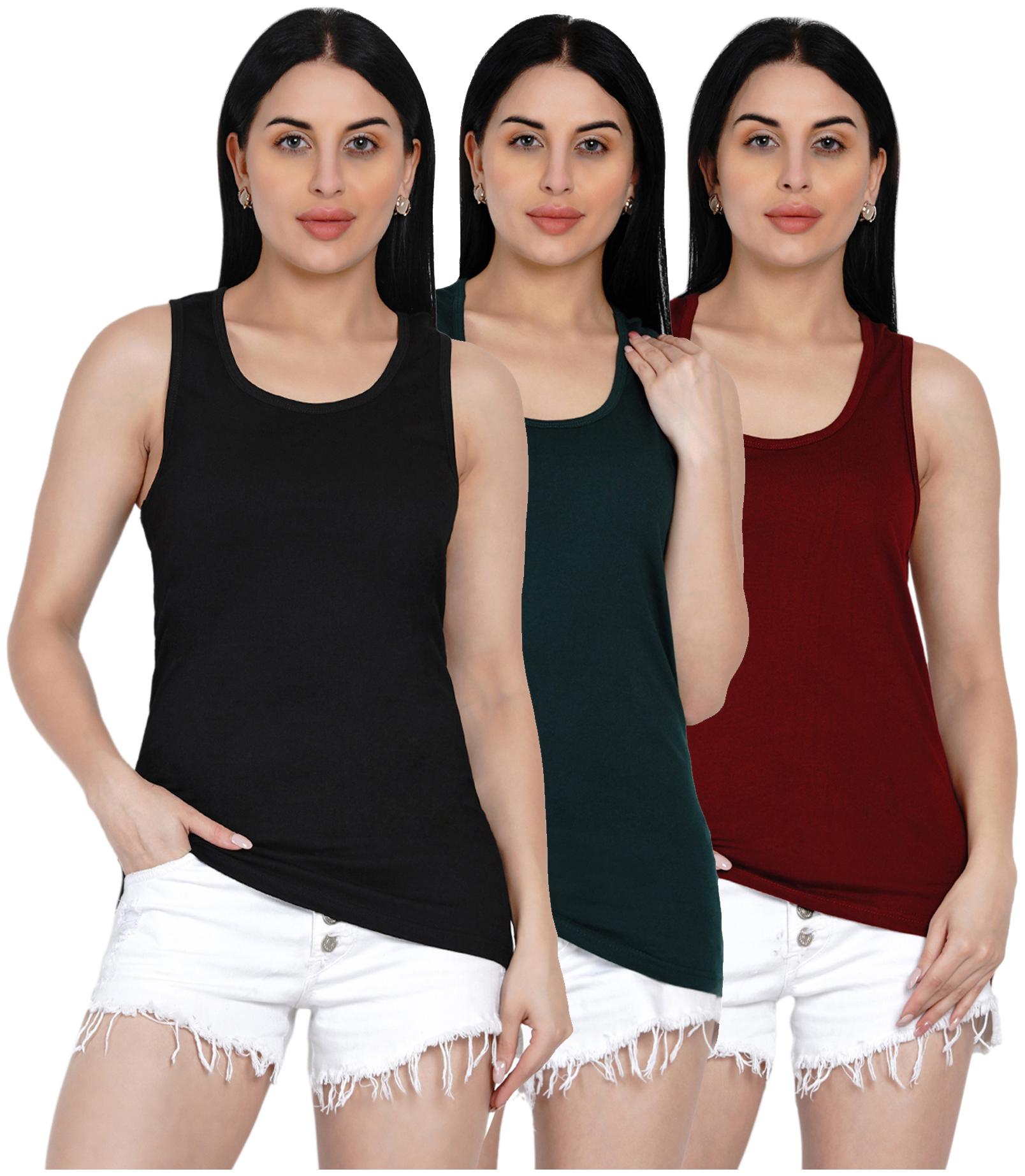 

HASHBEAN Women Multi Regular fit U neck Cotton Tank top