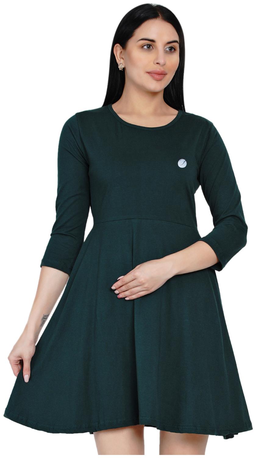 

HASHBEAN Green Solid Flared dress
