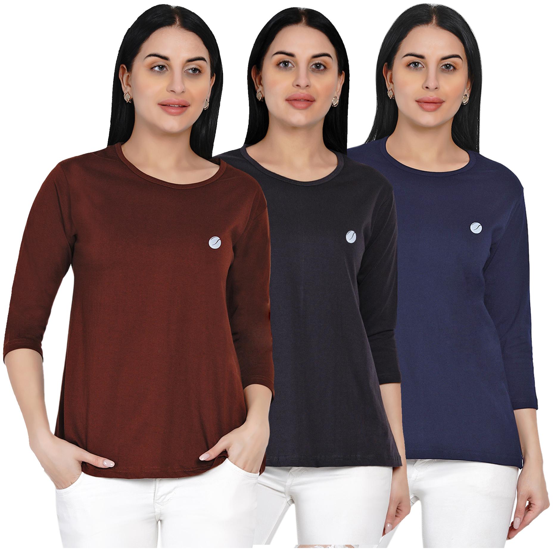 

HASHBEAN Women Multi Regular fit Round neck Cotton T shirt