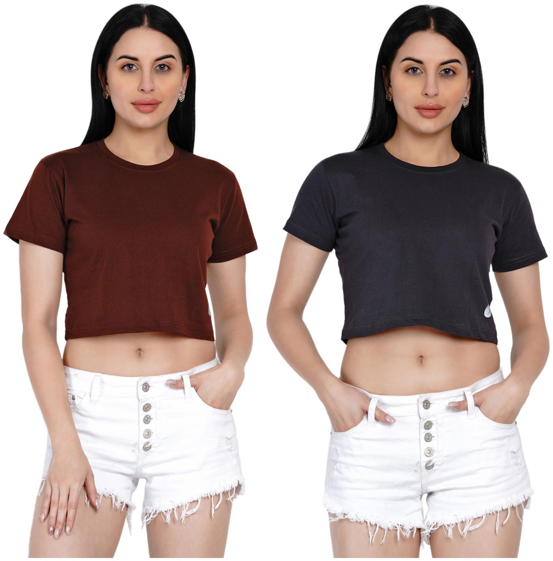 

HASHBEAN Women Solid Regular top - Brown Grey