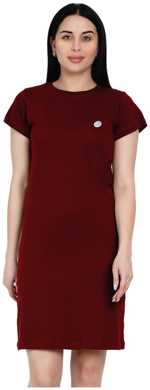 

HASHBEAN Maroon Solid T shirt dress