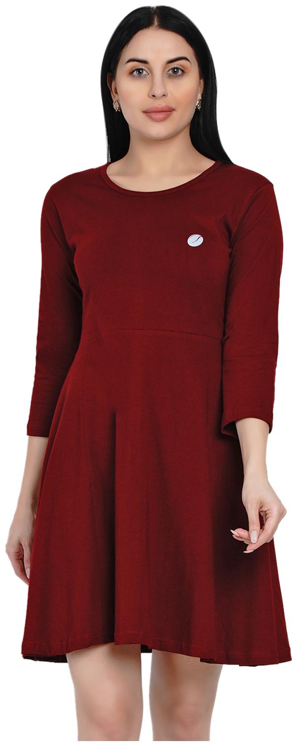 

HASHBEAN Maroon Solid Flared dress