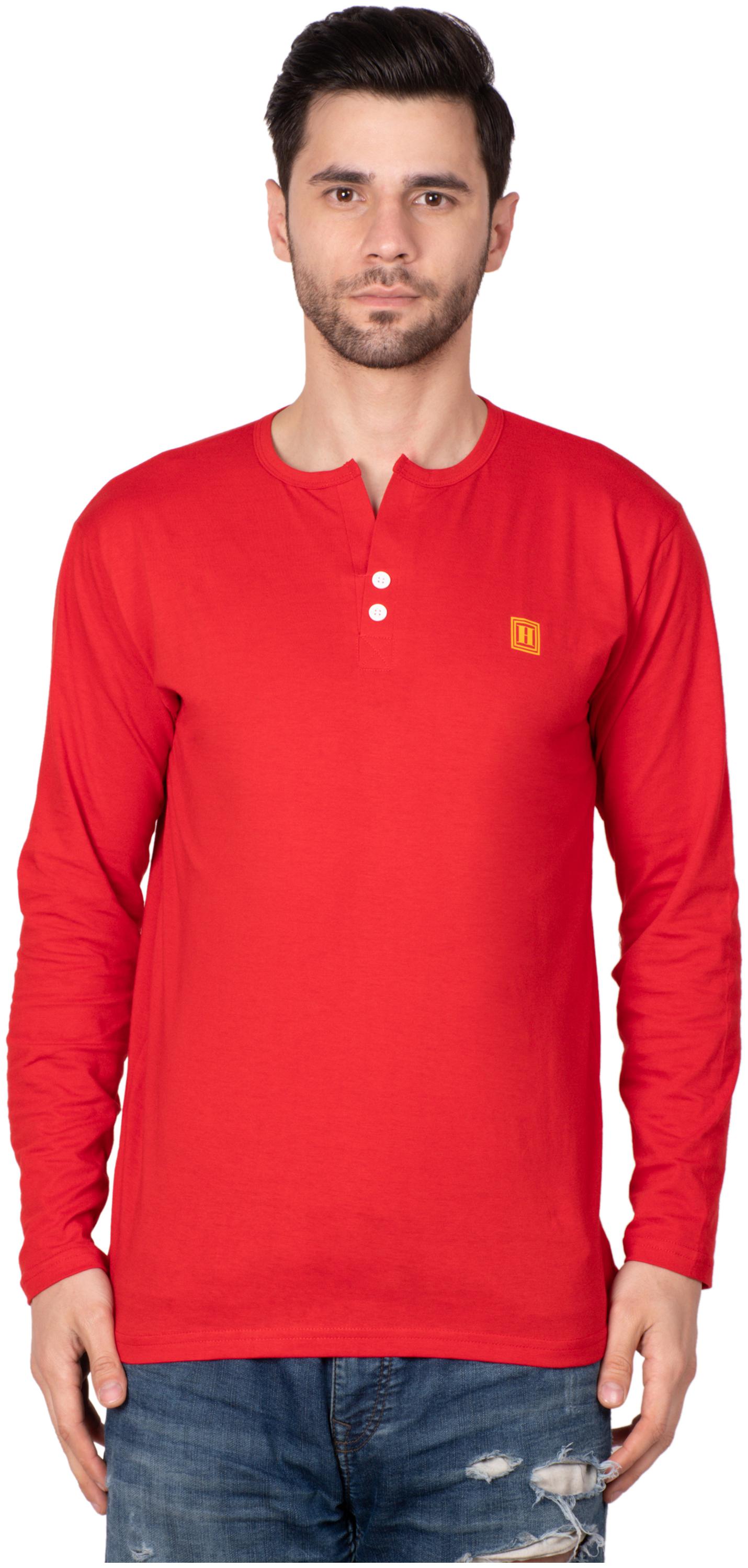 

HEADZUP Men Red Regular fit Cotton Henley neck T-Shirt - Pack Of 1