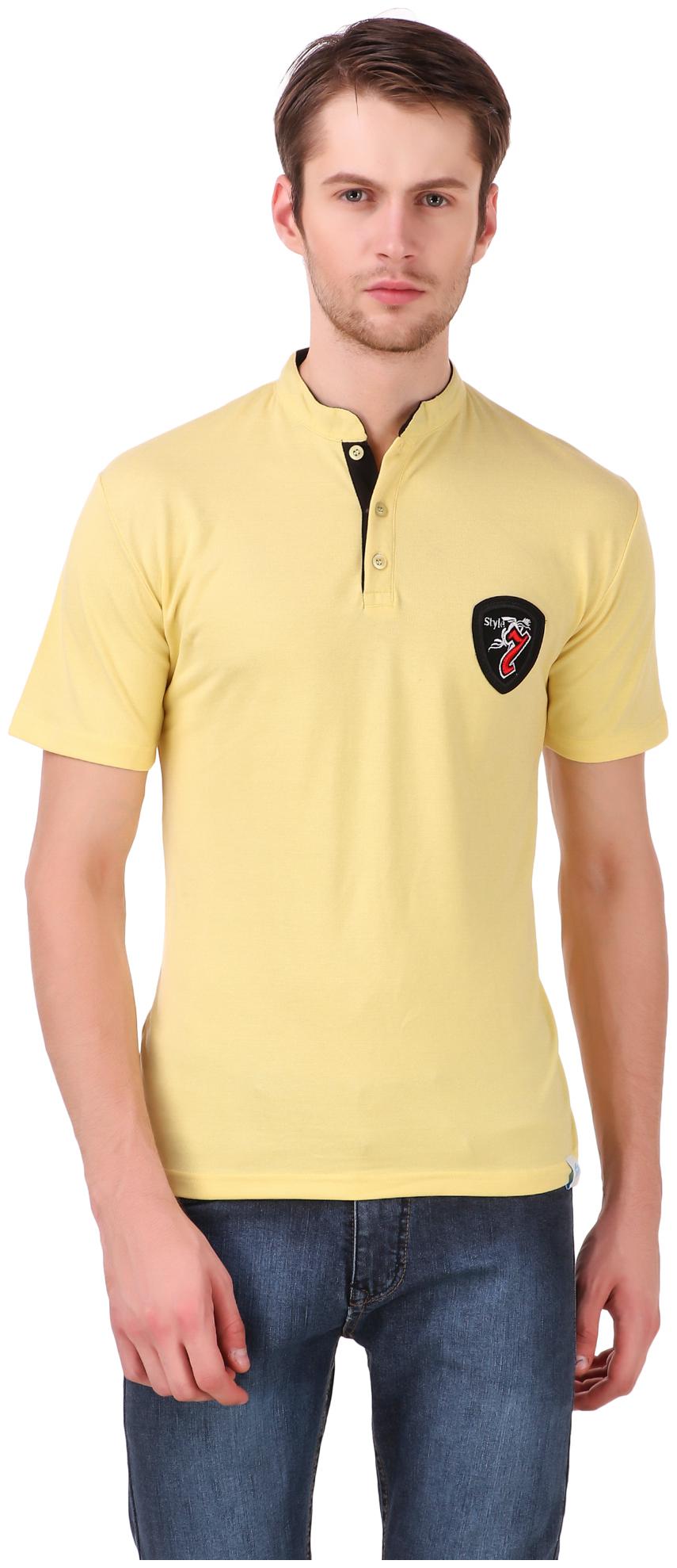 

Heart Rulers Men Yellow Regular fit Cotton Henley neck T-Shirt - Pack Of 1