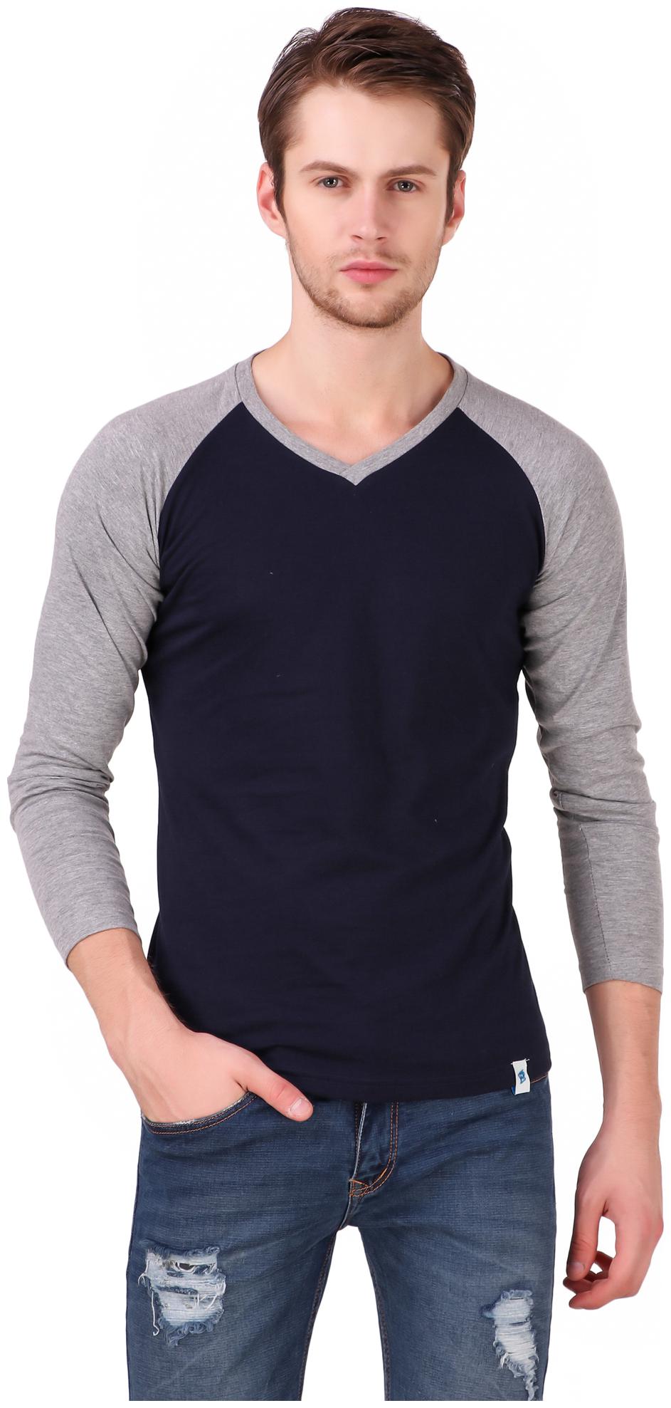

Heart Rulers Men Navy blue Regular fit Cotton V neck T-Shirt - Pack Of 1