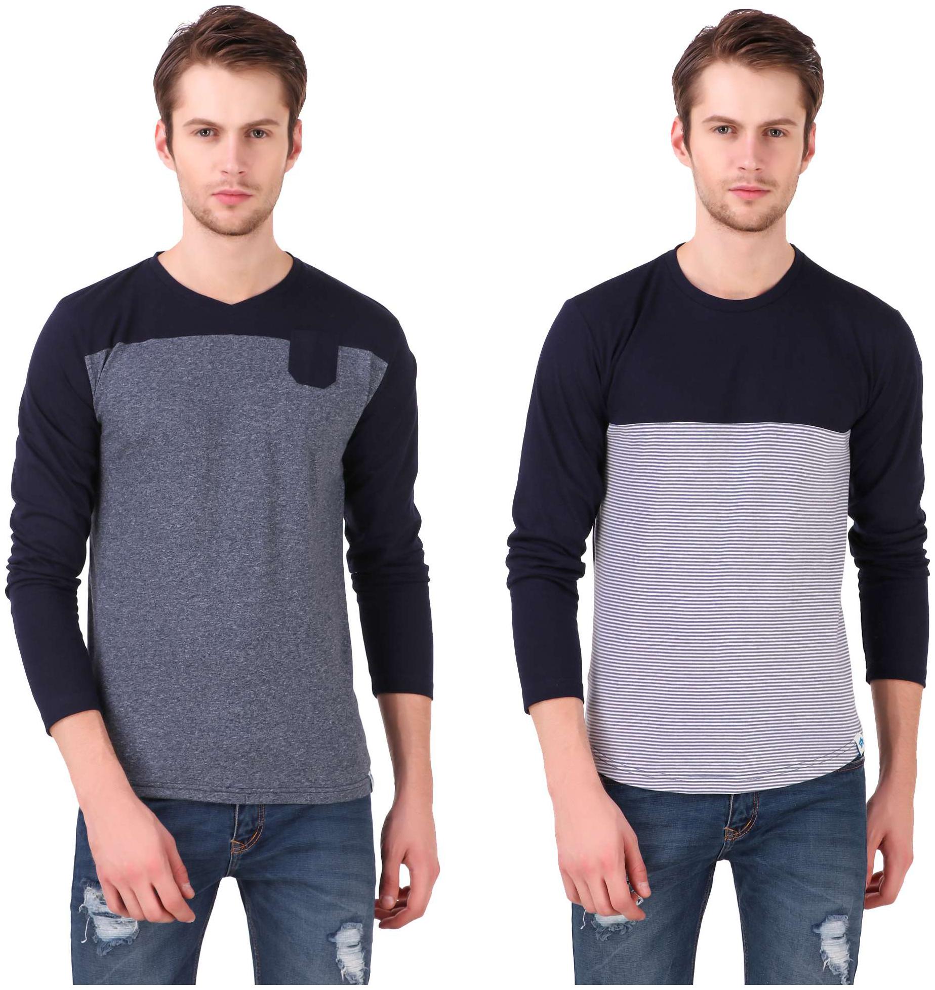 

Heart Rulers Men Multi Regular fit Cotton V neck T-Shirt - Pack Of 2