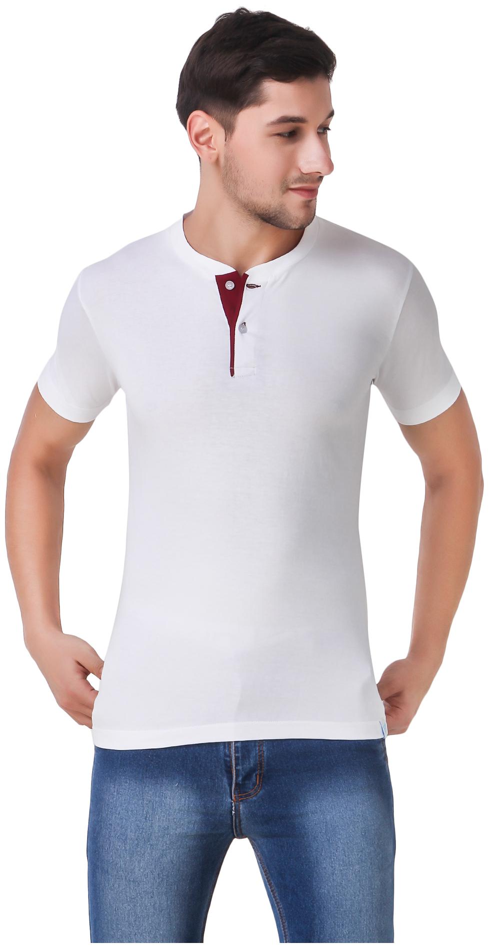 

Heart Rulers Men s Half sleeve White Henley T-shirts
