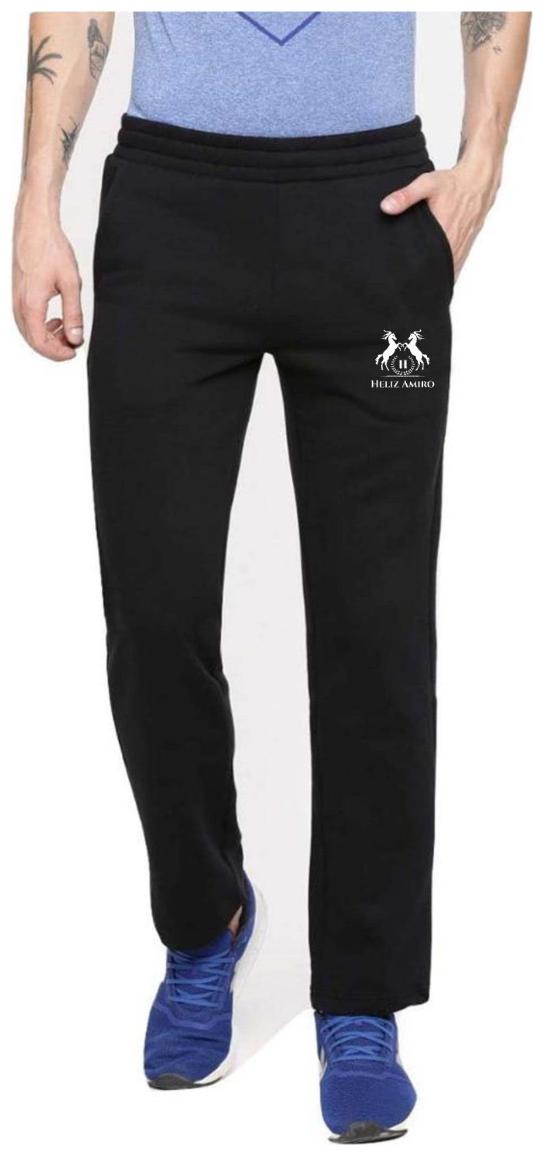 

HELIZ AMIRO Men Black Solid Regular fit Slim fit Track pants