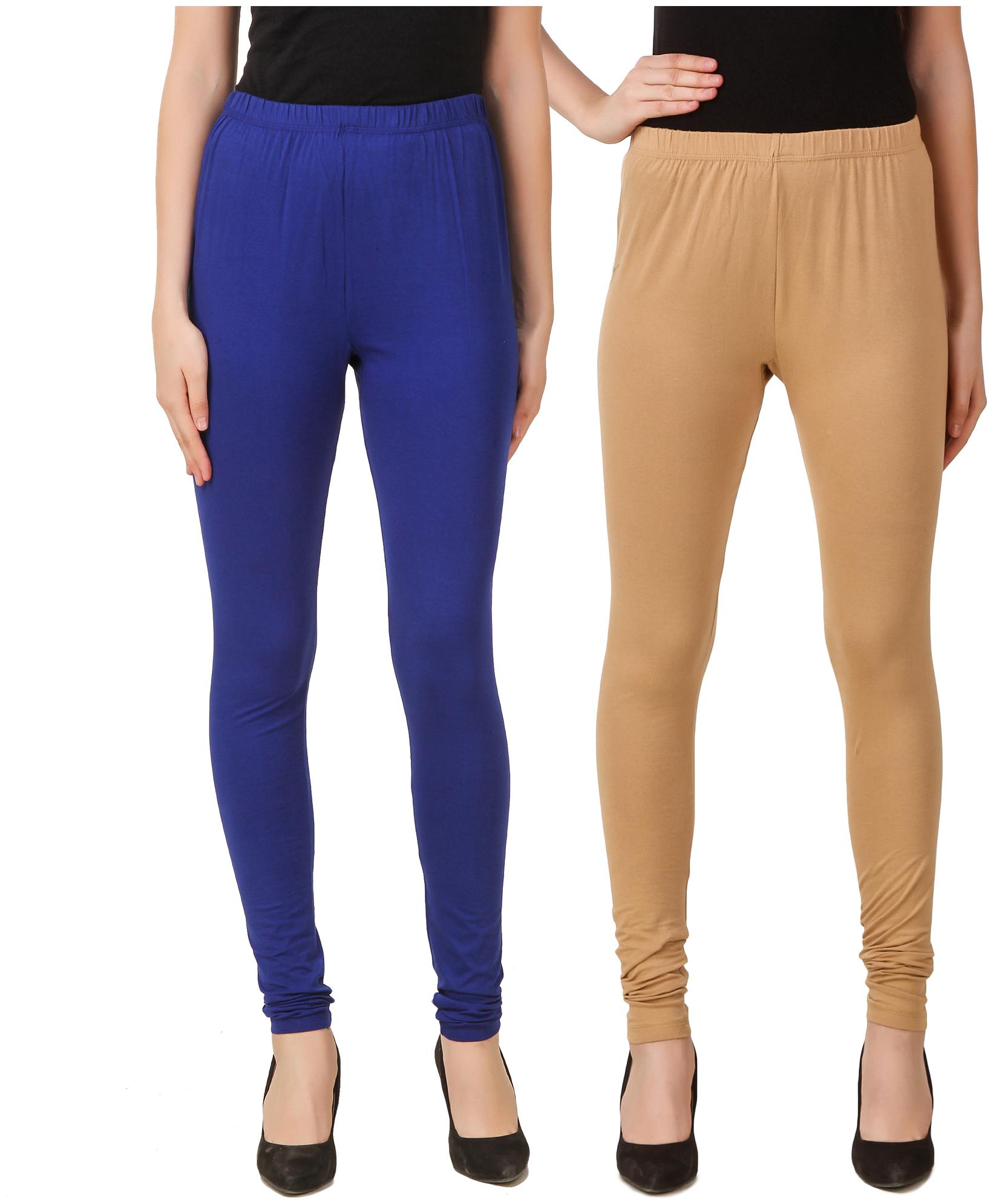 

HEXA Cotton Lycra Leggings - Blue and Beige
