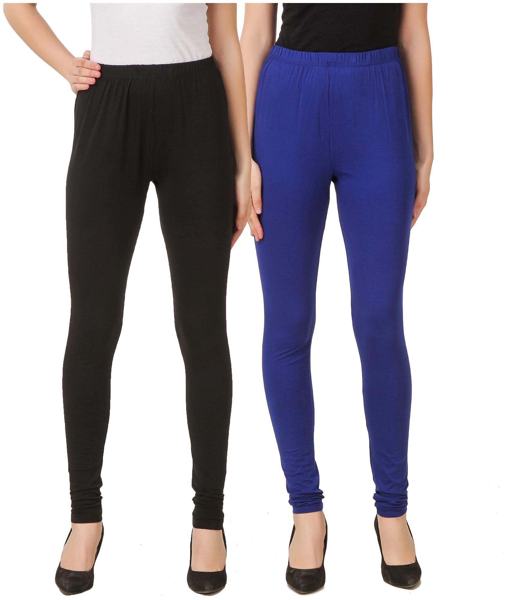 

HEXA Cotton Lycra Leggings - Black and Blue