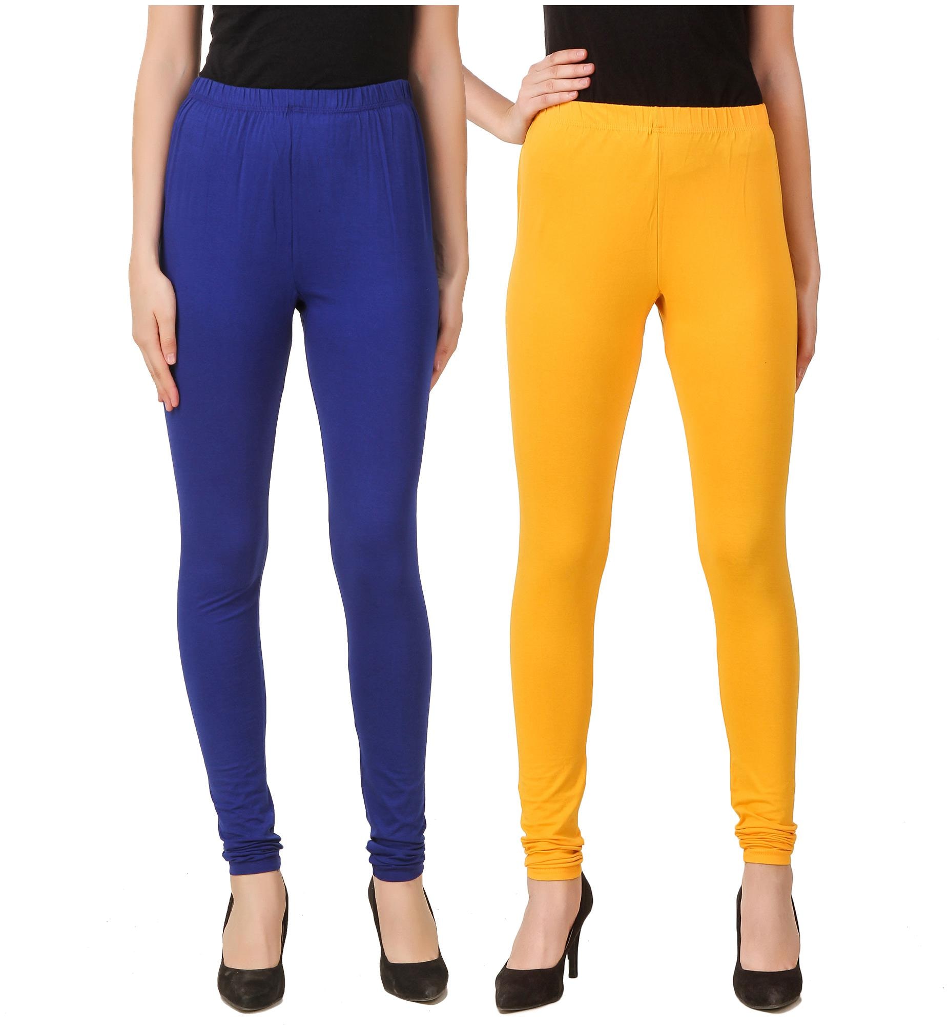

HEXA Cotton Lycra Leggings - Blue and Yellow