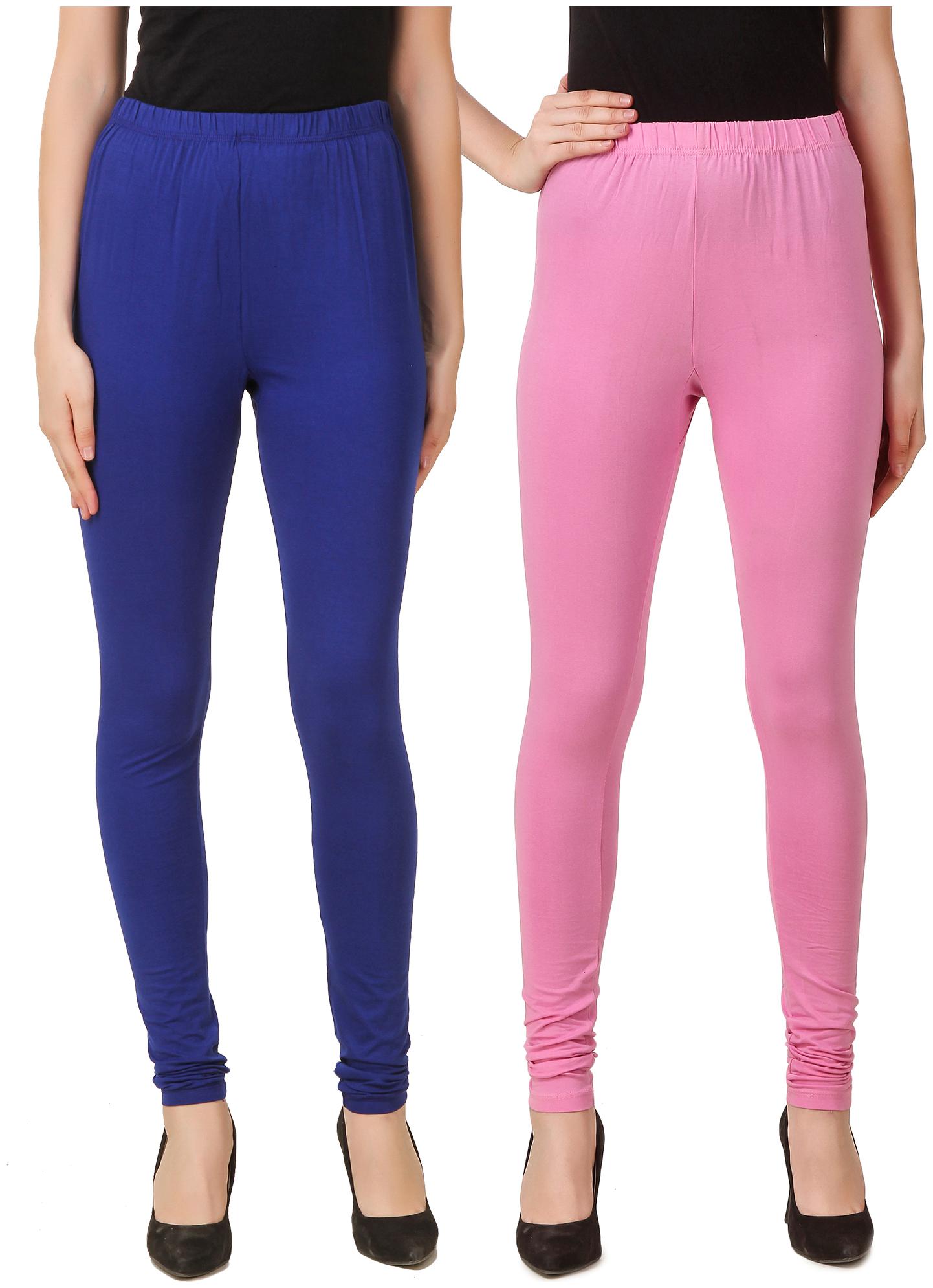 

HEXA Cotton Lycra Leggings - Blue and Pink