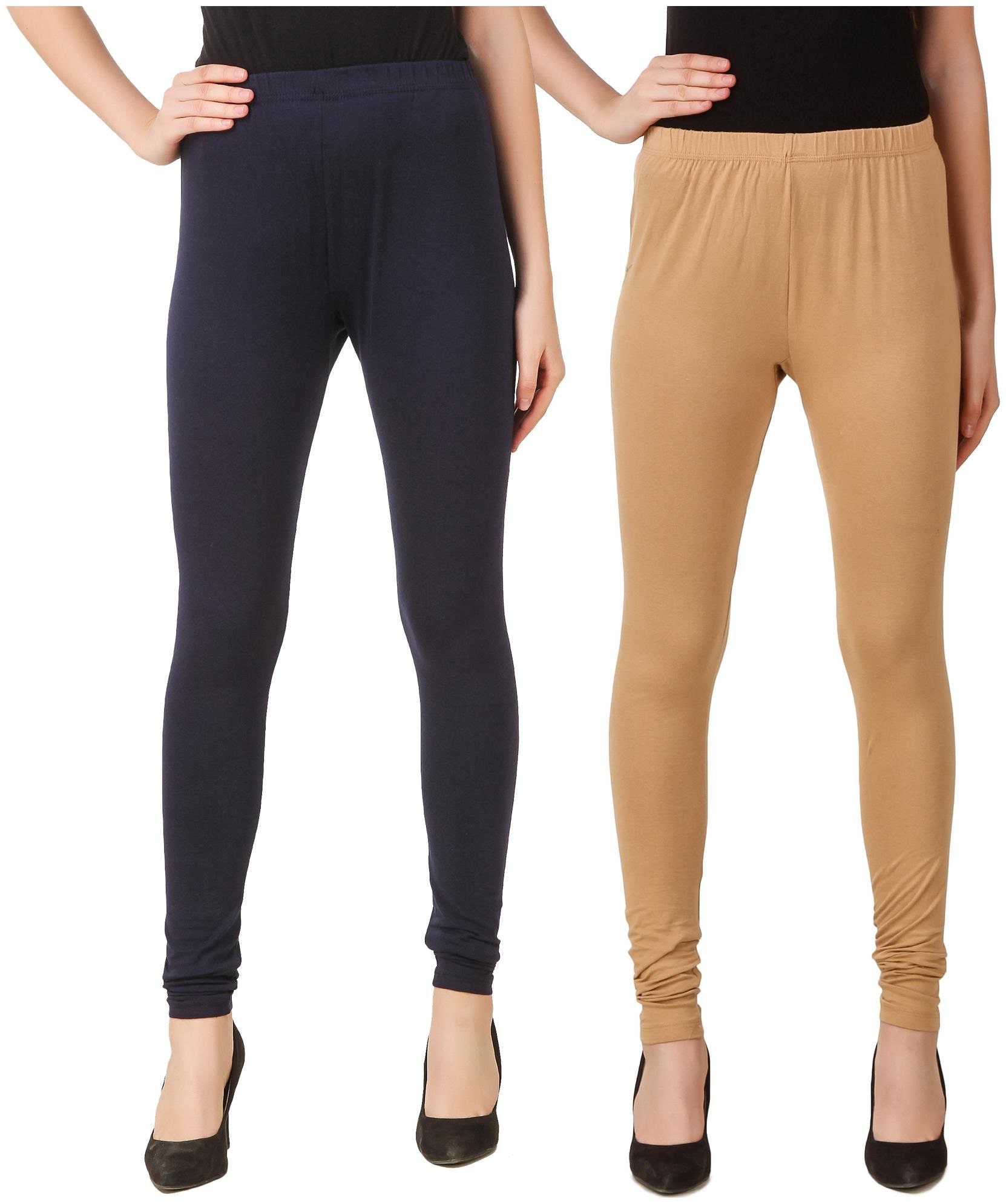 

HEXA Cotton Lycra Leggings - Navy Blue and Beige