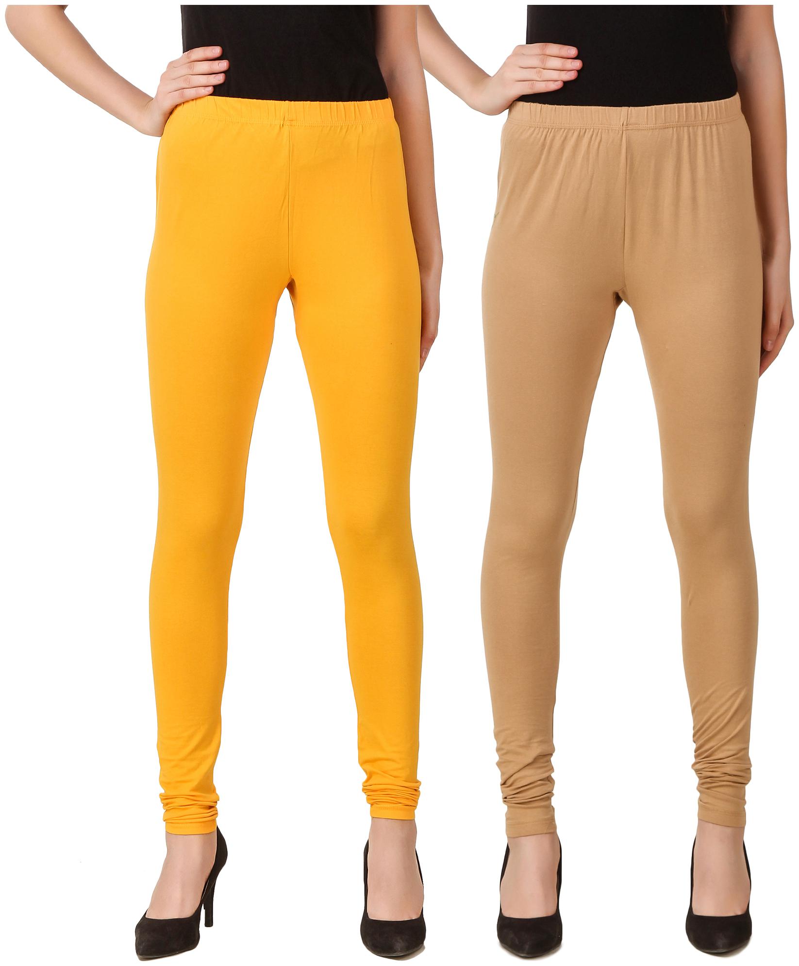 

HEXA Cotton Lycra Leggings - Yellow and Beige