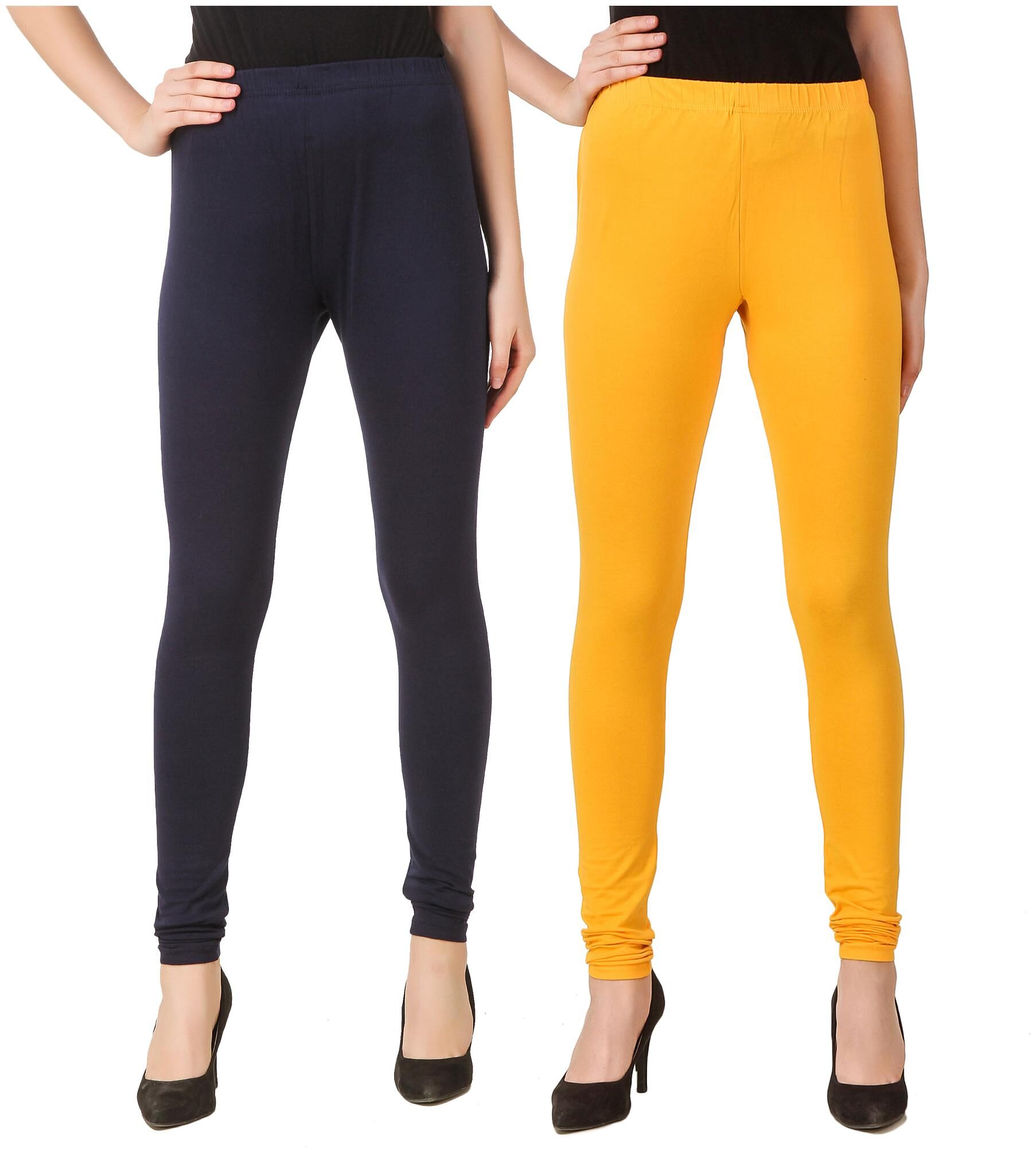 

HEXA Cotton Lycra Leggings - Navy Blue and Yellow