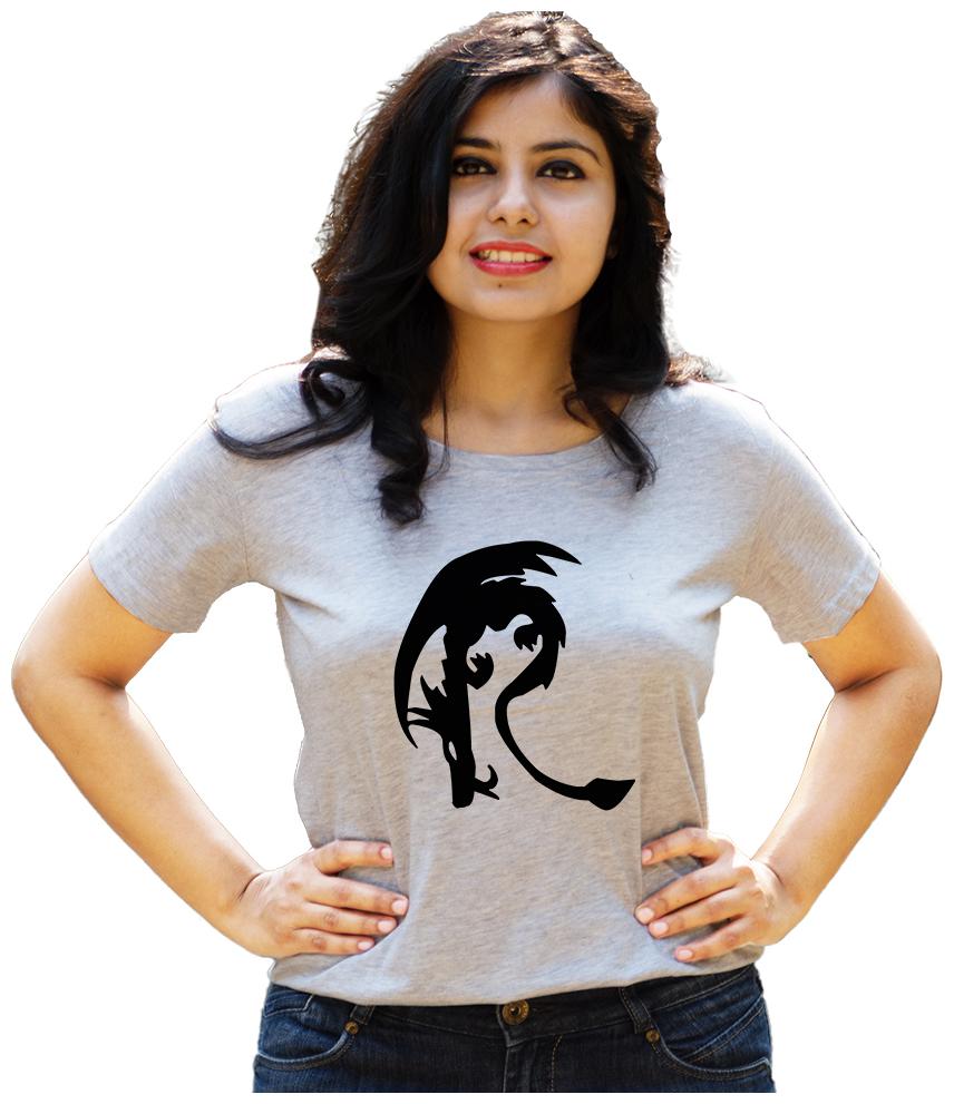 

HEYUZE Women Grey Regular fit Round neck Viscose rayon T shirt