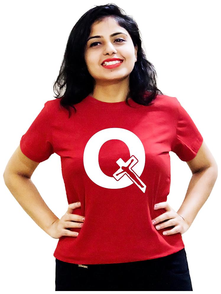 

HEYUZE Women Red Regular fit Round neck Cotton T shirt