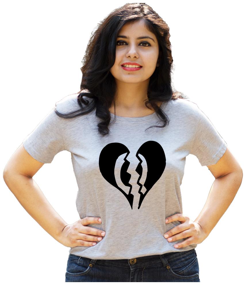 

HEYUZE Women Grey Regular fit Round neck Cotton T shirt