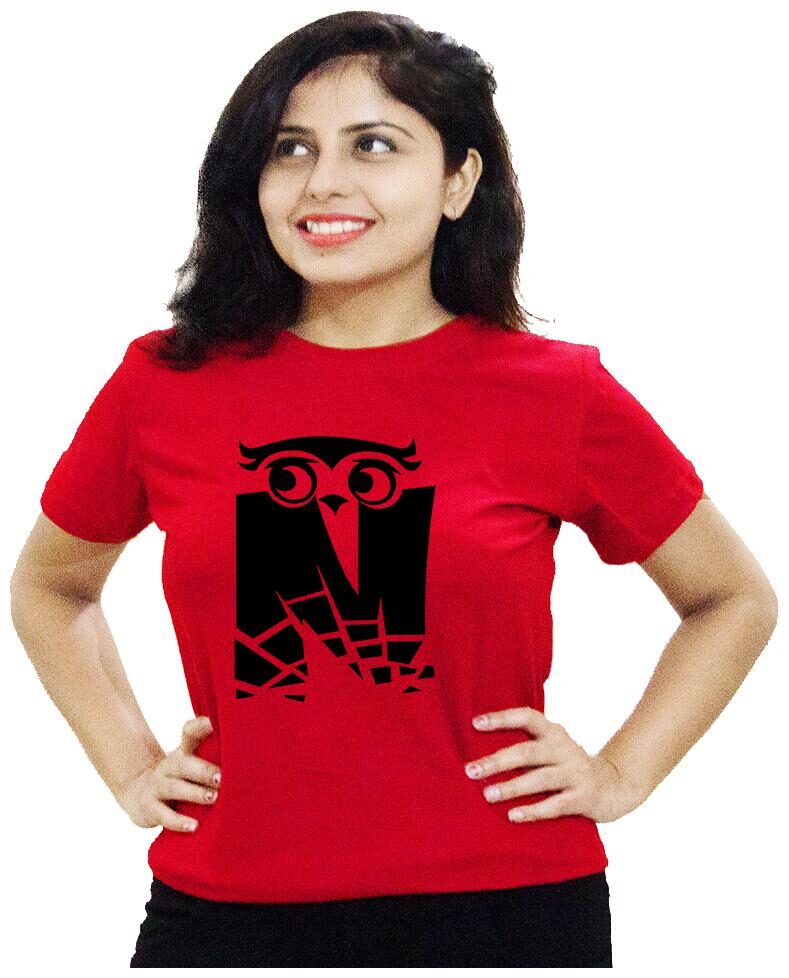 

HEYUZE Women Red Regular fit Round neck Cotton T shirt