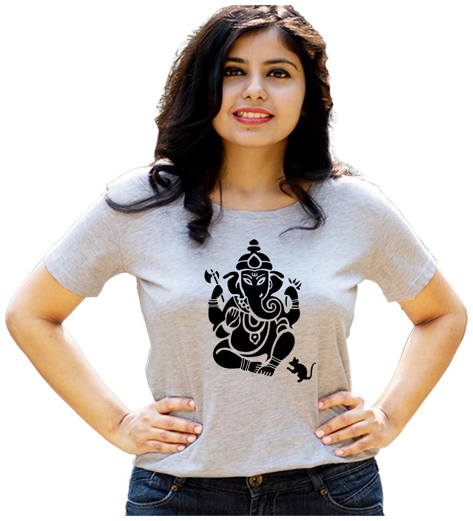 

HEYUZE Women Grey Regular fit Round neck Cotton T shirt